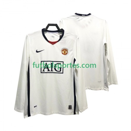 Camiseta Manchester United Premier League 2008 2009 Retro Segunda Equipación Manga Larga